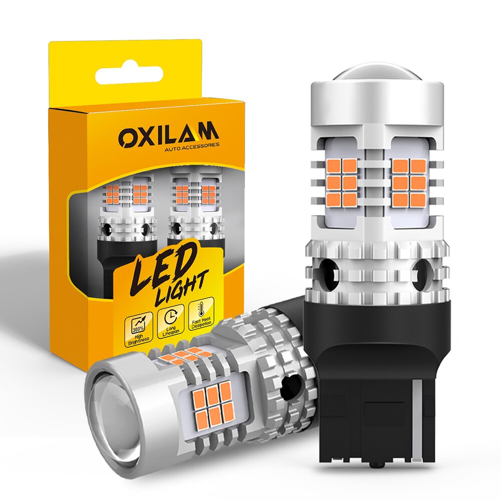 OXILAM 2Pcs    ÷  ȣ  T20 7440 WY21W W21W LED  Canbus 3020 SMD ڵ  2200K ڹ ο 12V